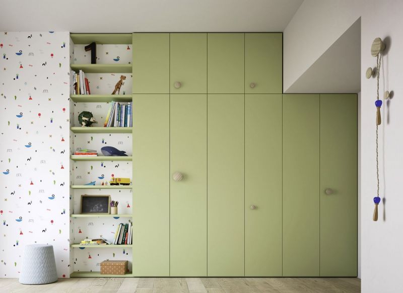 Armadio di grande contenimento con vani a giorno laterali NIDI kids