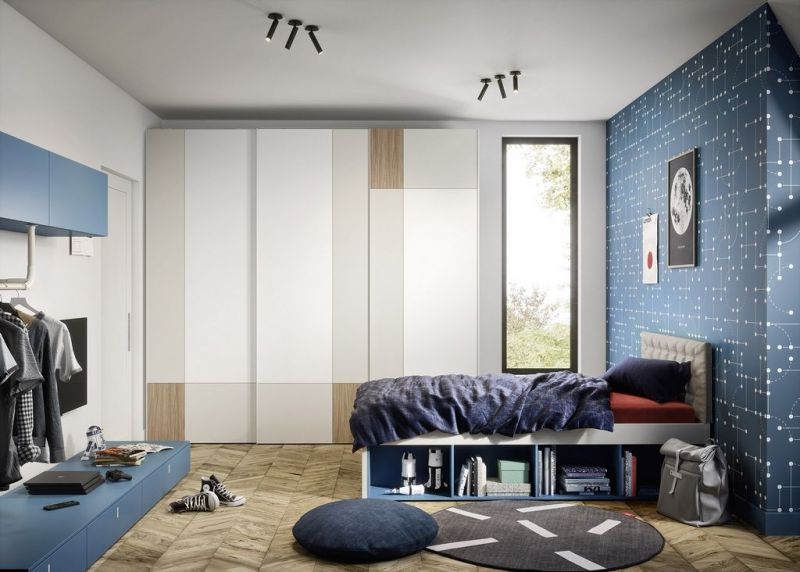 Letto attrezzato con con vani a giorno che possono fungere da comodino Nidi letto