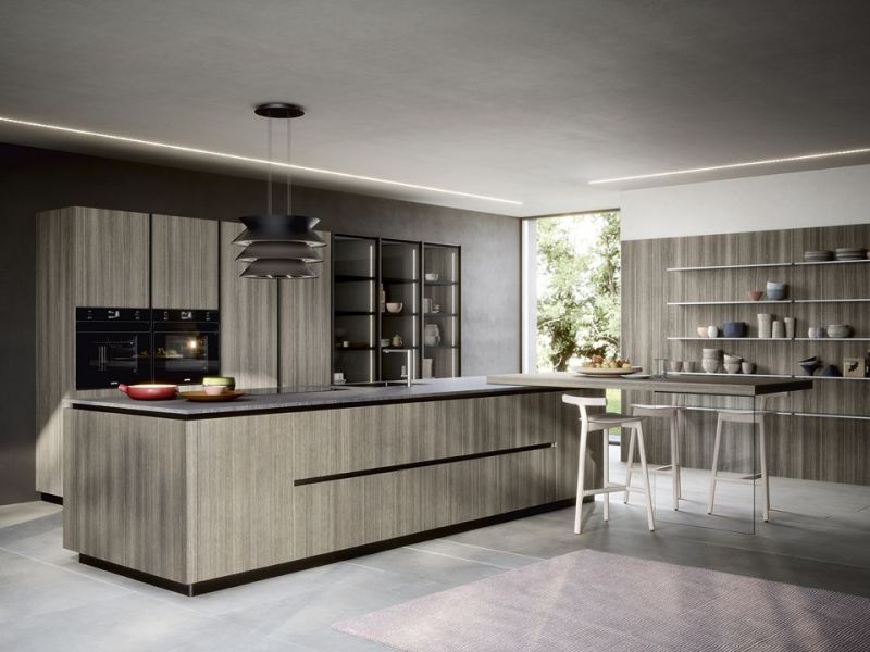 Una cucina dal gusto moderno impreziosita dalla gola come profilo maniglia cucina-senza-maniglia-Spring-Gola-legno